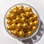 【10mm    約50個】ガラスパールビーズ      ゴールド 