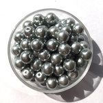 【10mm    約50個】ガラスパールビーズ      グレー