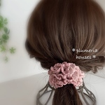 🌸花優美 〜 ブレスリング＊シュシュ・2color〜   ピンクローズ  ダブルフリル♡タイプ 《ゴム替え可能》 手編みシュシュ