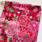 [赤いバラの巾着袋