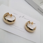 gold  ワイドフープ ピアス/イヤリング