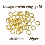 8mm 50個☆ゴールド☆基礎金具 デザイン丸カン