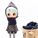 古代紫コクーンワンピースととんがり帽子のセット