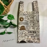 レジ袋みたいなエコバッグ(S)カフェ柄/アイボリー  撥水加工