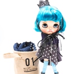  古代紫のコクーンワンピースとレースクラウン ヘッドアクセのセット