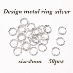 8mm 50個☆シルバー☆基礎金具 デザイン丸カン