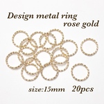 15mm 20個☆ローズゴールド☆基礎金具 デザイン丸カン