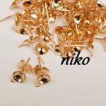 カン付♪6mmカップ付きピアス金具/100個/ゴールド