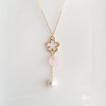 桜のロングネックレス　ピンク　高品質さびにくいチェーン