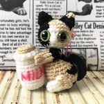 オーダー品☆3knekonyan様【送料無料】MILK瓶とミケ猫ちゃん☆あみぐるみ