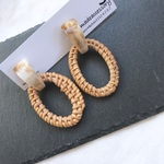 ［再販］ラタン × ベージュマーブル ピアス  イヤリング