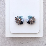 【受注制作】丸いビーズ刺繍(smoky×blue)ピアスorイヤリング　