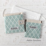 【fu-＊様オーダー品】携帯用ボックスティッシュケース＆携帯ごみ入れセット【モロッカン柄(オールドブルー)】