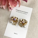 【no.186】パール×フラワー*+.一粒ピアス