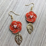 水引 和 orange パールピアス  浴衣な着物に。