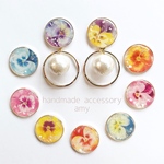 pansy×gold ring×cotton pearl＊ピアス・イヤリング