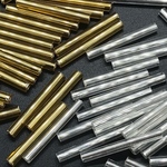 【624】透明のガラスラッパビーズ チューブ★ゴールド/シルバー 20mm/各50個 計100個