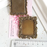 2個＊内径約27x34mm(大) 金古美の空枠・レジン枠・ミール皿（アンティークシルバー）