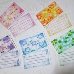 10枚1セット　5種の花 メッセージカード・メモカード　パステルアート(桜/蘭/スミレ/ネモフィラ/クローバー)のイラスト