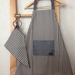 【150-160】細めストライプ☆子供 キッズ エプロン&三角巾