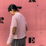 ハイネック 長袖ボーダー