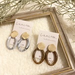 プチプラ  ゴールドピアス アクリル グレー