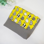 【にこ様 専用オーダー品】ネコ×ストライプ♪フタ付き横入れお弁当袋　黄×黒
