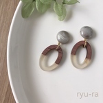 バイカラーウッドフープピアス