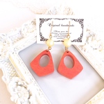 ウッド×イエローパールフックピアス、イヤリング、ノンホールピアス