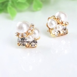 246.クリスタル×コットンパール ビジューピアス◇イヤリング変更可