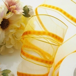 イエロー×オレンジオーガンジー　40㎜幅　ワイヤー入りドイツリボン