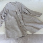 リネン100％のシンプルコート ＜グレージュ＞