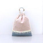 チェリー ガーゼ パウダーピンク×ブルー*☆巾着袋  体操服袋 上履き袋 北欧 