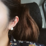 シンプル 一粒 コットンパールピアス