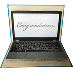 ポップアップグリーティングカード ノートパソコン Congratulations ブルー