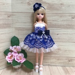 リカちゃんミニドレス 白×ブルー