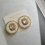 ビーズ刺繍＊ビジュー 大ぶり ピアス&イヤリング