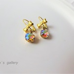 ヴィンテージ・アイリス＆リボンのピアス