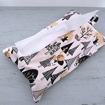 北欧の樹々と猫　ティッシュカバー　ティッシュケース　 アイボリー