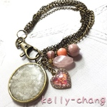 ［Powerstone］BagCharm Rhodochrosite, Rose Quarz,  Rhodonite & Coral 
