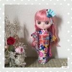 ミディ 振袖 桜 群青