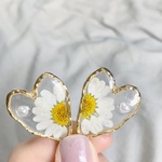 《no.5》ドライフラワー ハートピアス チタンピアス イヤリング    ノースポール パール