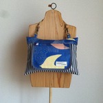 ビタット付きおしりふきポーチＢ/ｂｉｒｄブルー×ネイビーストライプ