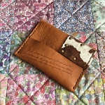＊sale＊ホルスタイン柄ハラコ&ヌメ革ポケットティッシュケース オレンジ系ブラウン