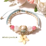 天然石♡クラック水晶＆チェリークウォーツの幸せブレスレット