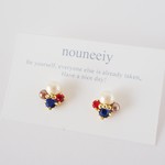 トリコロールのビジューピアス/イヤリング