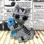 【送料無料】アメリカンショートヘアとお魚ストラップ*あみぐるみ
