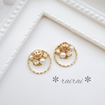 1026＊rairai＊【送料無料】ゴールドフープのビジューピアス・イヤリング