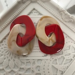 限定SALE♡大ぶり♡アクリルチェーンピアス【レッド×ベージュ】