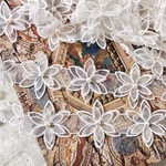 50cm単位 パール付き 立体 フラワー 花 オーガンジー 刺繍 ブレード 白 BK190327 ハンドメイド 素材